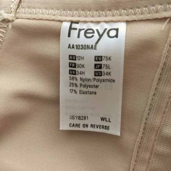 NWT Freya Fancies Full Figure Underwire Balconette Natural Beige Bra 34K - Picture 6 of 6